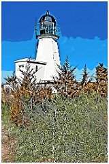 Sandy Point Light Tower on Prudence Island - Digital Painting